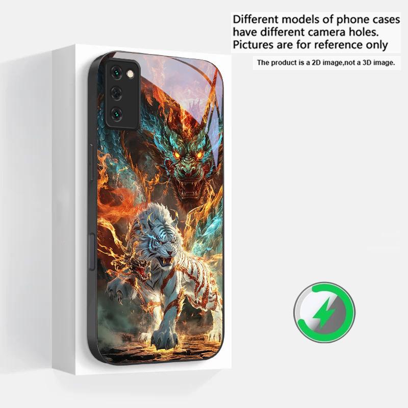 A Huge Dragon and Tiger Suitable For Samsung Galaxy S25 Ultra S20 FE S21 S22+ S23 Plus S24 S26 Edge Magnetism Glass Phone Casee
