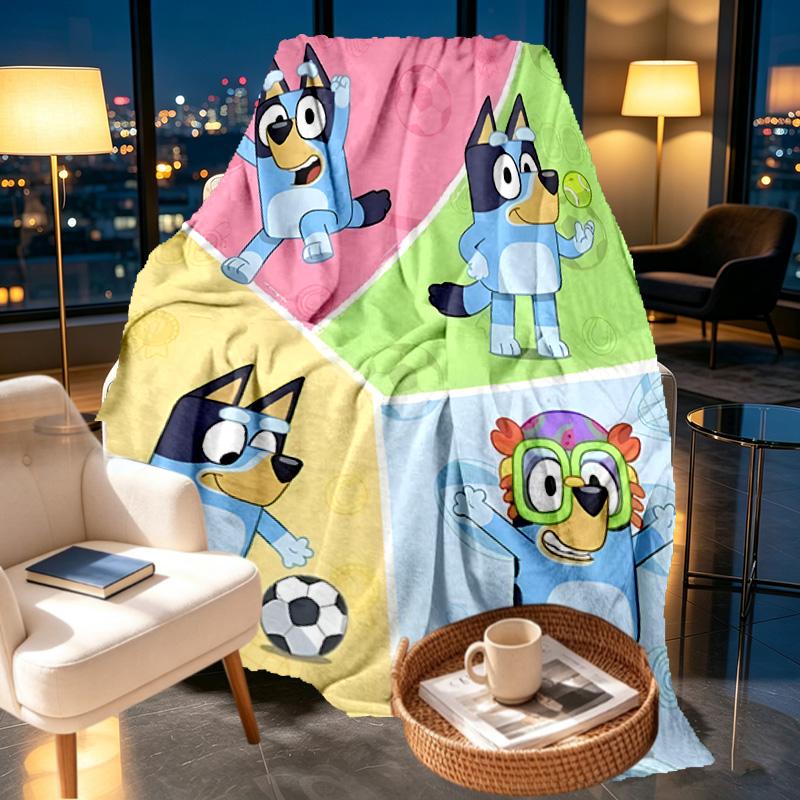 Bluey Print Blanket - Soft & Comfortable, for Bedroom, Travel, Sofa, Home Decoration - Birthday Christmas Gift for Friend