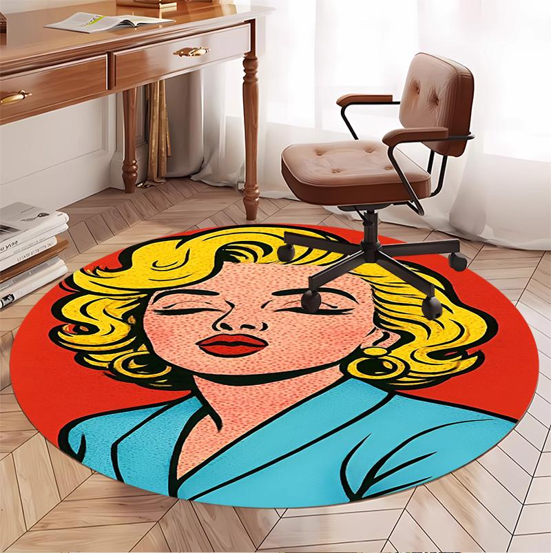 Marilyn Monroe Pattern Round Rug, Indoor/Outdoor Mat, for Picnic, Gameroom, Bedroom, Office, Living Room, Home Decor Carpet, Birthday Gift