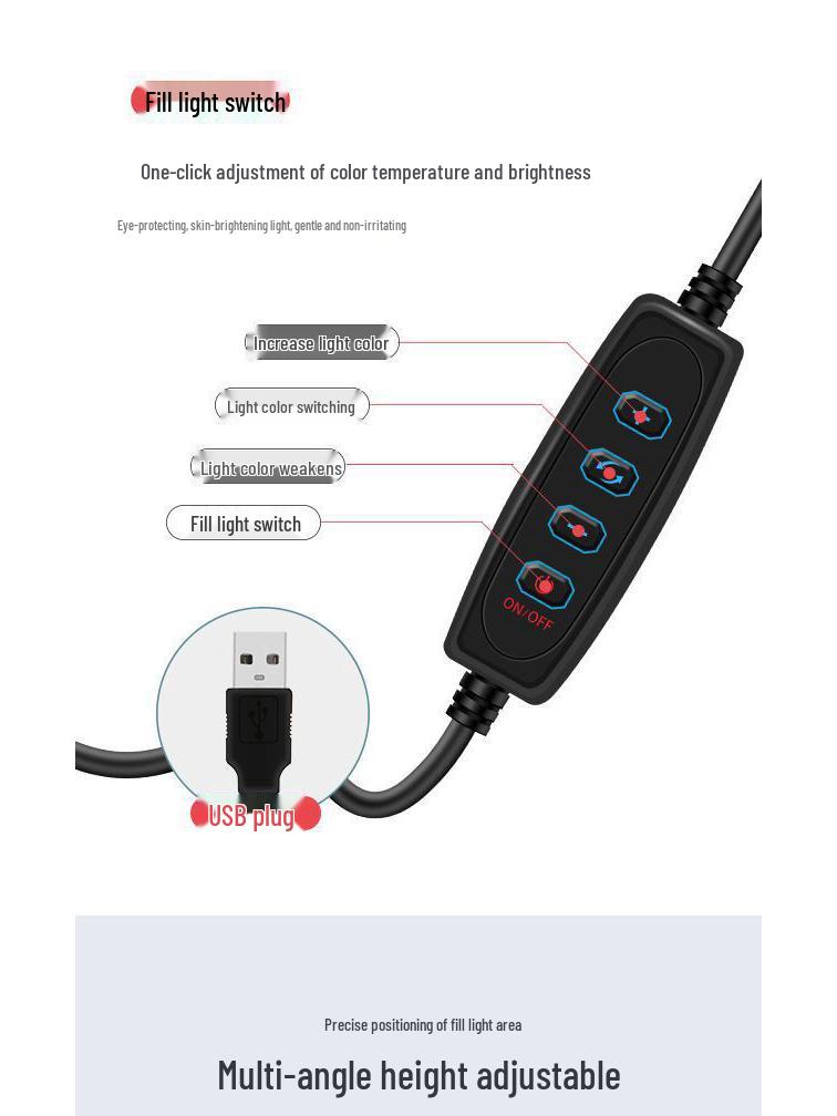 Multifunctional Mobile Phone Holder with Fill Light for Live Streaming & Video Shooting
