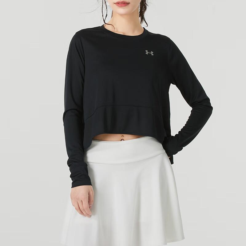 Under Armour Soft And Comfortable Breathable Cropped Long Sleeve T-Shirt Women Tops Black 1387252-001