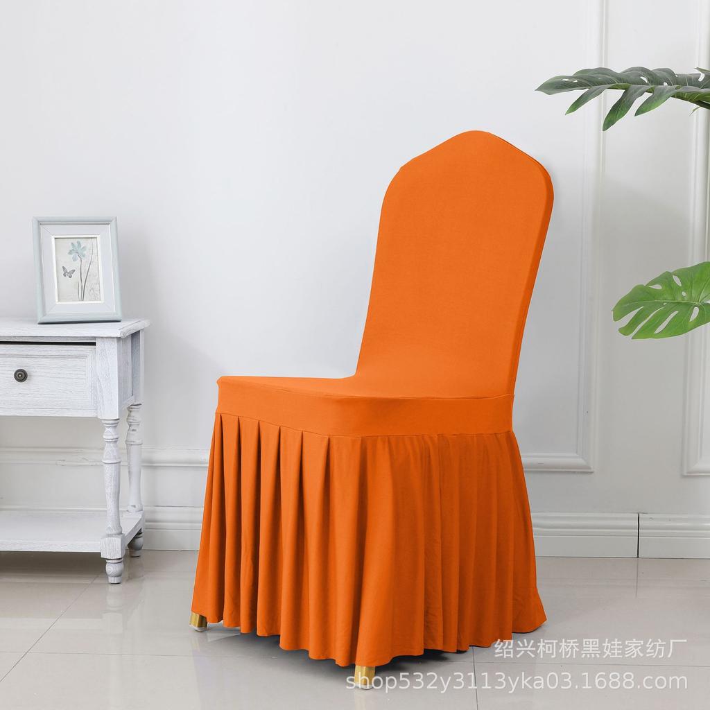 Banquet Chair Cover Thickened Elastic Pleated Skirt Dining Chair Cover Wedding Hotel Party Venue Decoration Simple and Versatile