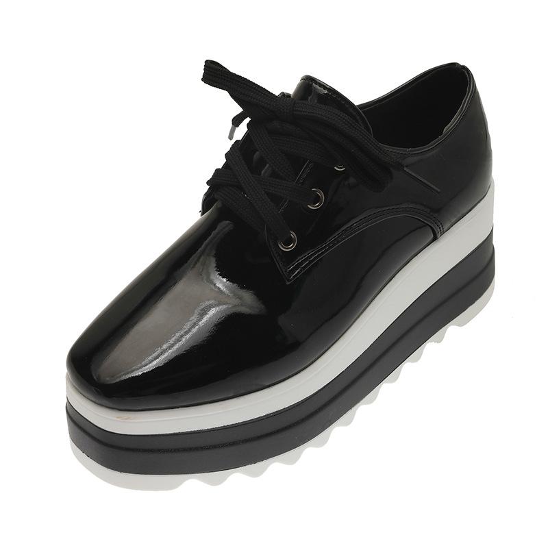 Fashion 2025Women's Thick-soled Sneakers Luxury Leather Casual Shoes Designer Platform Height Increasing Shoes for Women Lace Up Loafers