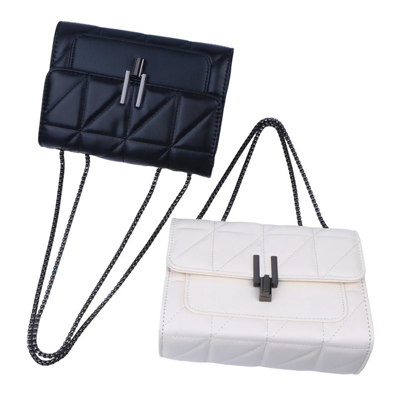 Women'S Quilted Chain Shoulder Bag New Fashion Crossbody Bag With Metal Lock Tassel Pu Leather Messenger Shoulder Bags