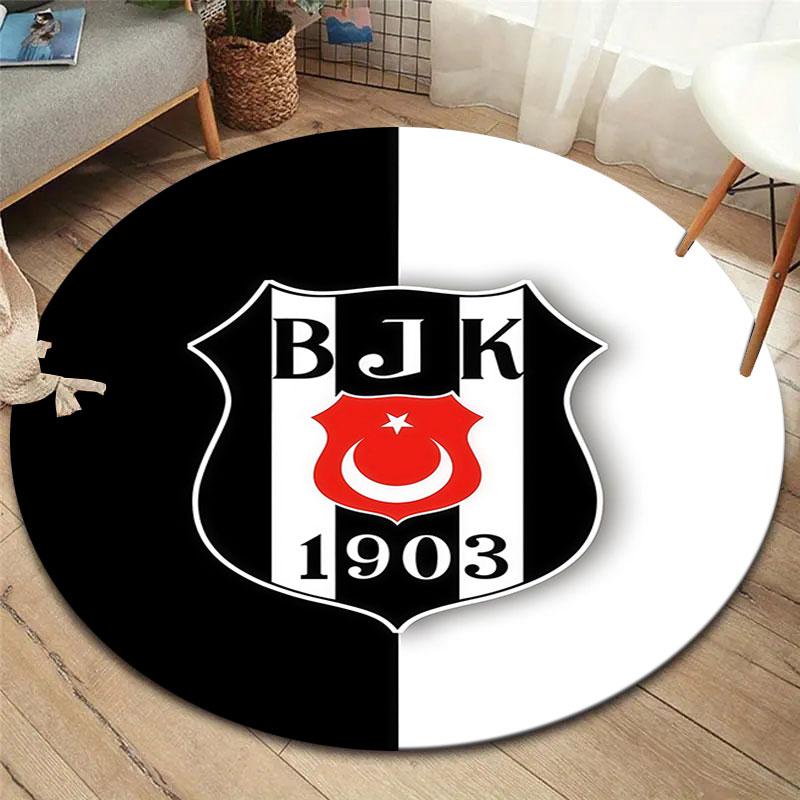 Besiktas Gymnastics Club Round Area Rug,Carpet Rug for Living Room Bedroom Sofa Playroom Decor,Non-slip Floor Mat
