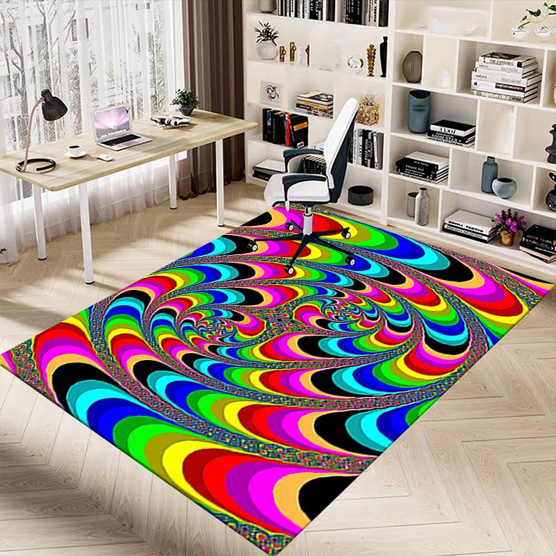 1PC Psychedelic Pattern Extra Large Non Slip Floor carpet, Office, family, bedroom, Studio Large Area Rug Indoor Rugs, , Vibrant Colors