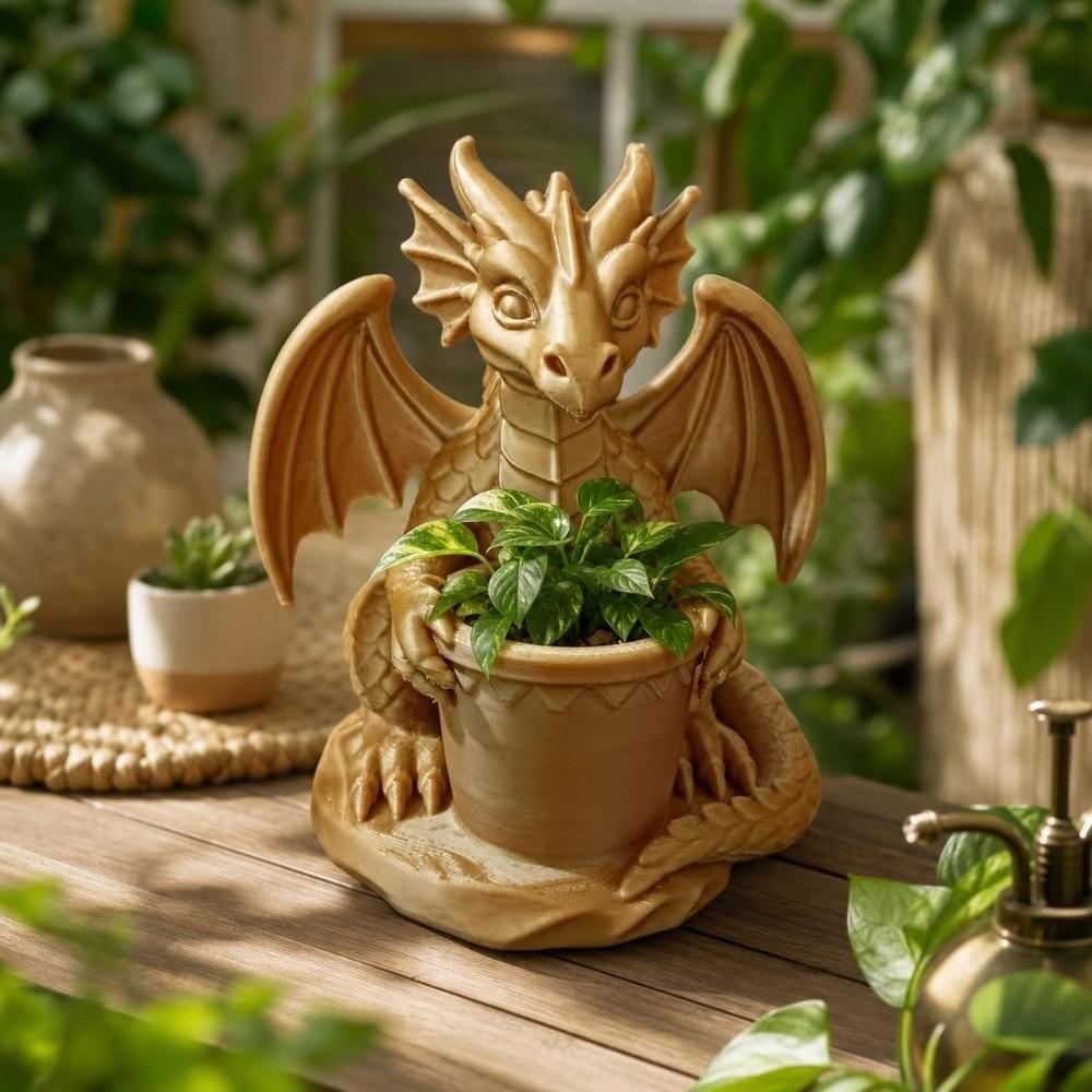 Gothic Style Dragon Planter Pot Home Decoration Mini Storage Box Dragon Statue 3D Printed Succulent Plant Flowerpot Table