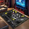 Black Tuned JDM Coupe Yellow Accent Comic Print Area Rug Non‑Slip Rectangular Floor Mat Auto Fan Decor for Gaming Bedroom Living Room