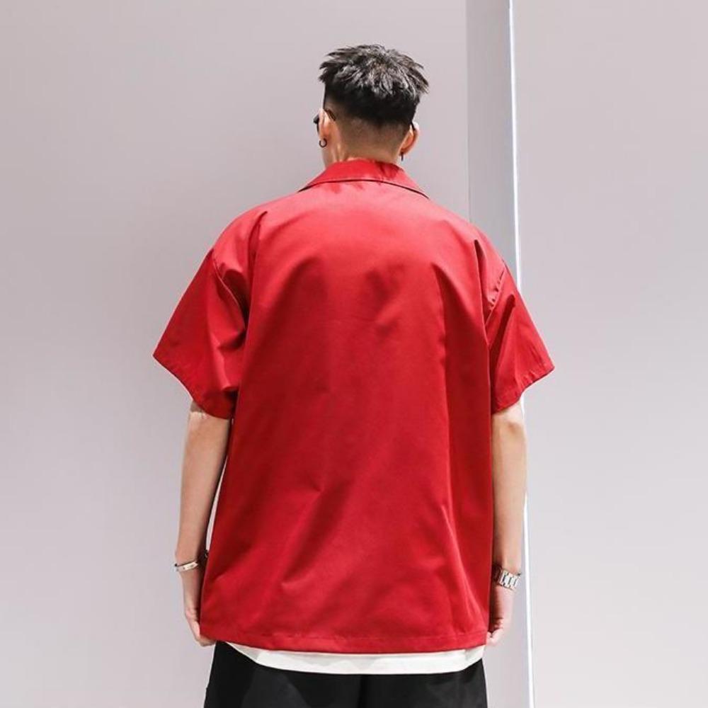Irregular Short-sleeved Thin Shirts Fashionable Summer Men Fashion and Personalized Cardigan