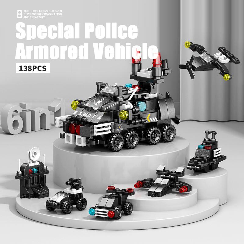 Children's small particle building block toys boys children's puzzle gifts DIY gifts assembly of fighter jet engineering mecha