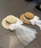 202602-shi ins chic summer French Retro Bride long lace paper grass lady fedoras cap women holiday leisure beach hat