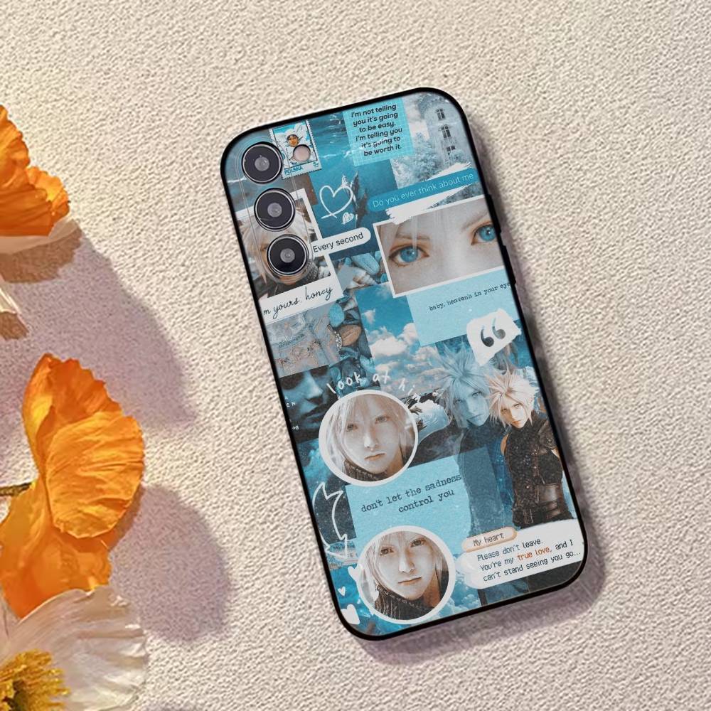 F-FINAL F-FANTASY Cloud Strife Phone Case For Samsung Galaxy A73,A72,A71,A70,A53,A52,A51,Others Soft Black Cover