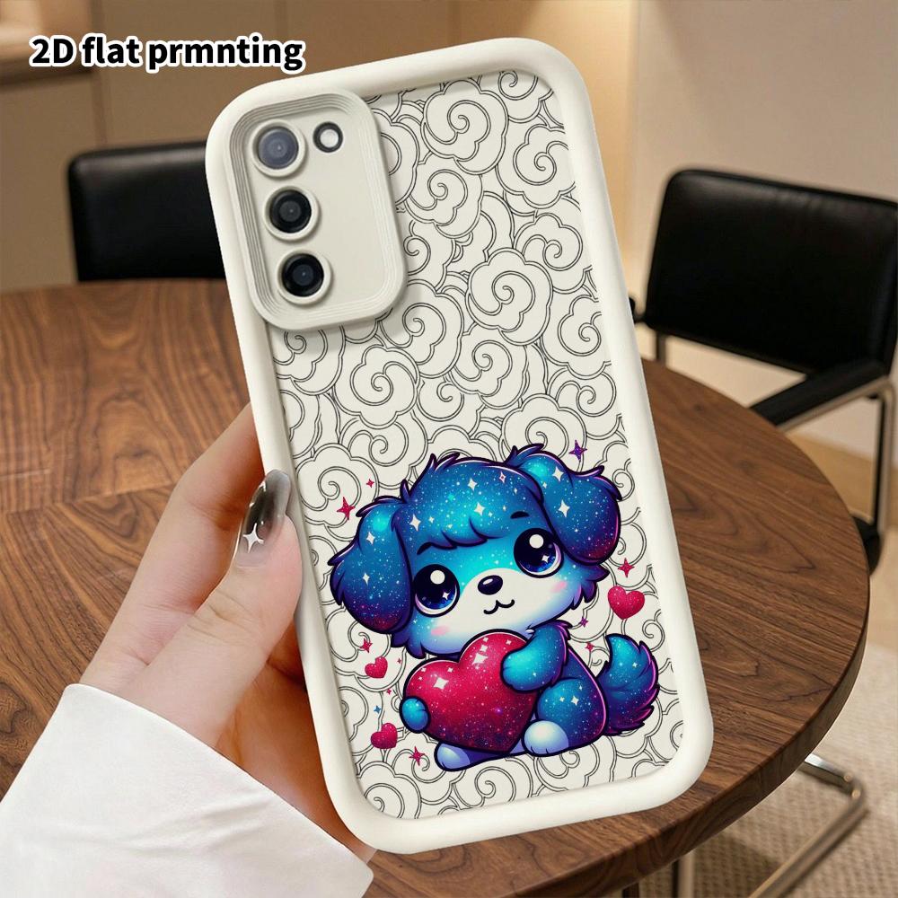 Phone Case: 2D flat Samsung Galaxy A34 A35 M05 M06 S20 S22 S21 FE Plus 5G protective case, puppy hugging a heart, Christmas and Halloween gift