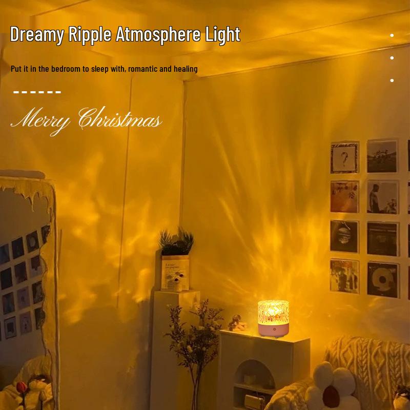 Rotating LED Ripple Atmosphere Lamp Speaker: Bedside Music & Night Light