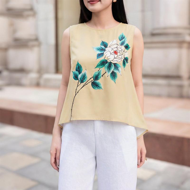 ZANZEA Women Casual Round Neck Floral Print Sleeveless Tank Tops