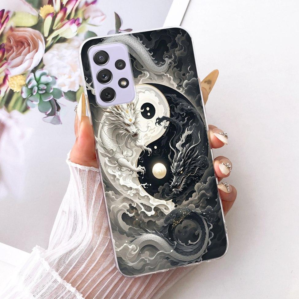 Transparent For Samsung Galaxy A72 4G Case Cute Fashion Flowers Funny Painted Casing For Samsung A72 4G SM-A725M SM-A725F Cover