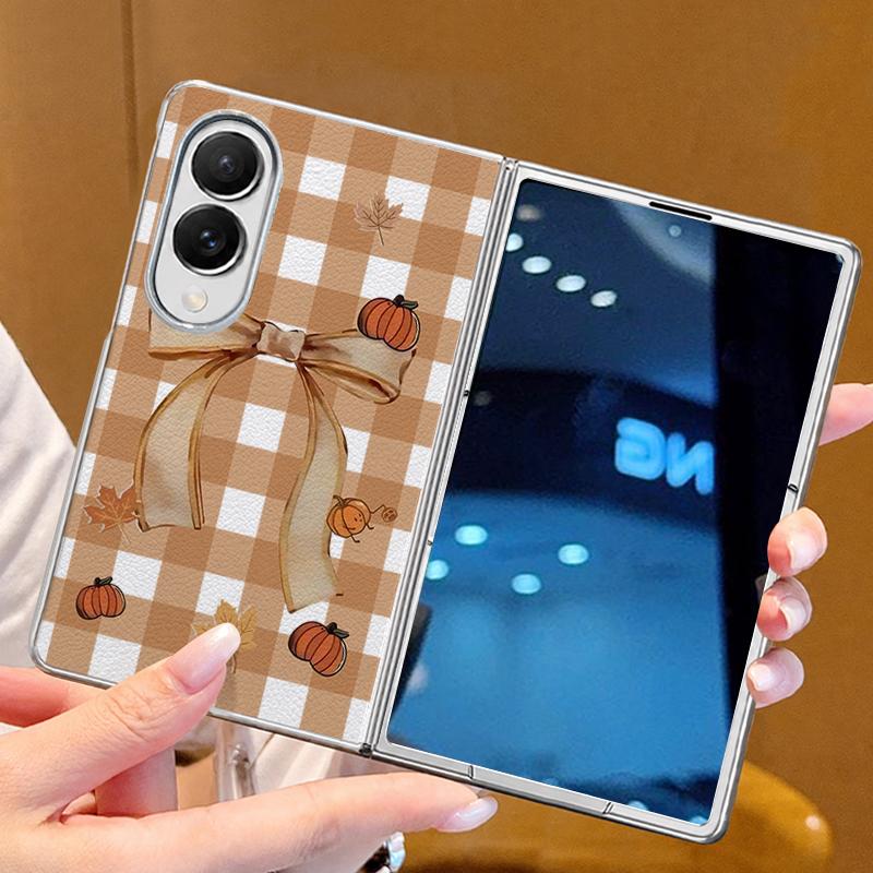 Pumpkin Lantern Ghost Halloween Case For Samsung Galaxy Z Fold 8 Ultra 7 6 5 4 Z Fold8 Fold7 Fold6 Fold5 Luxury Plating Leather Skin Phone Cover