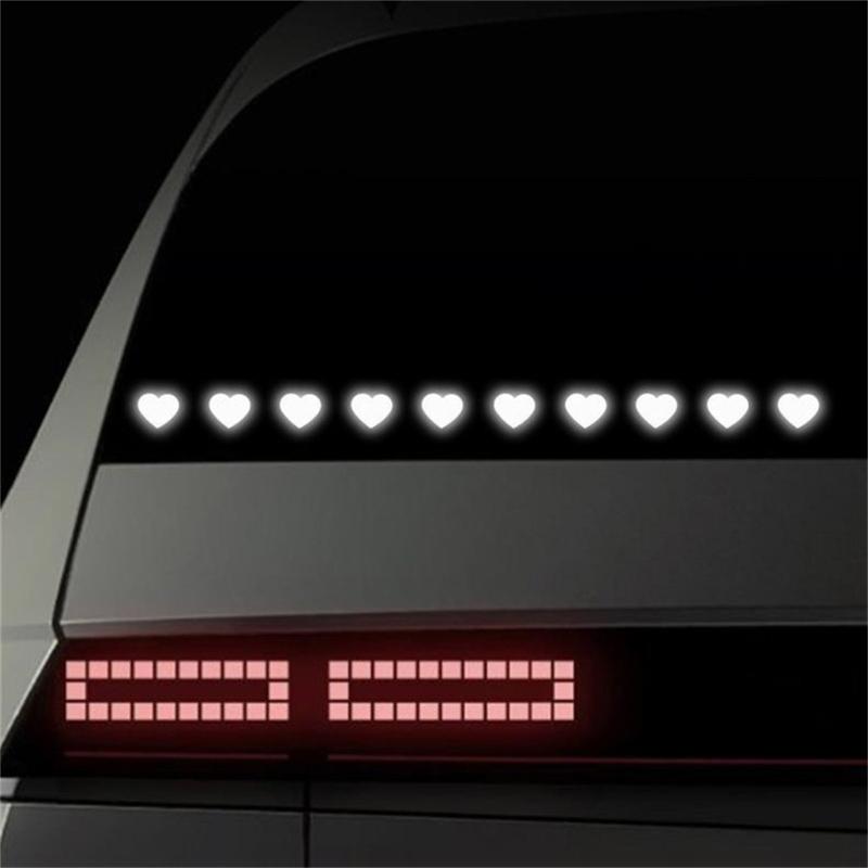 Heart Shaped Reflective Motorcycle Stickers 10PCS Flexible Decals Easy Application Removable Adhesive For Vehicle Surfac
