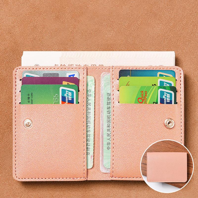 Solid Color PU Leather Small Wallet For Women Short Simple Women's Purse With Buttons Ultra Thin Credit Card Bag Coin Purse