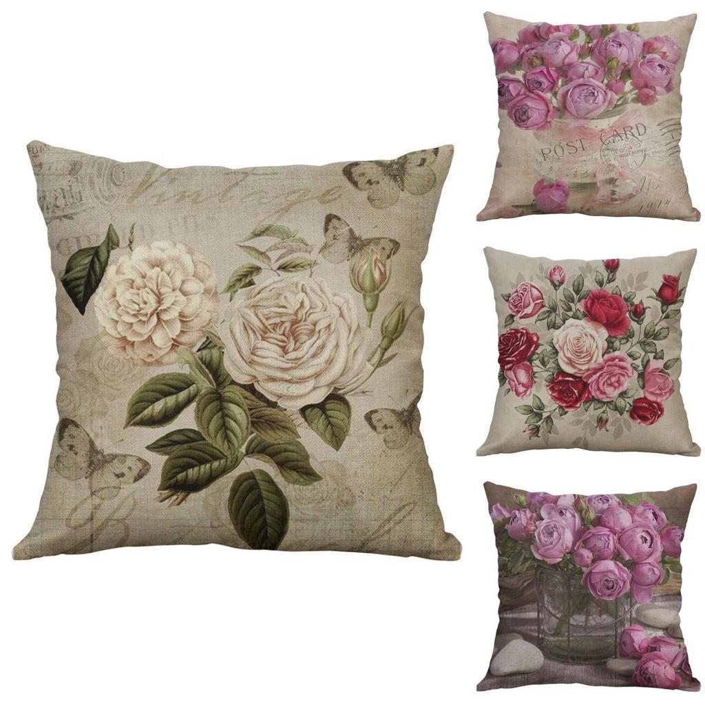 Vintage Flower Cotton Linen Cushion Cover Soft Decorative Pillow Case For Home Comfort