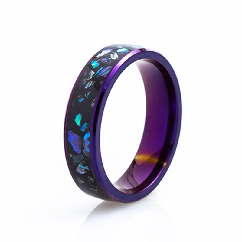 8/6mm Two-tone Purple-Blue Abalone Shell Men's Fashion Ring - Trendy Couple Jewelry