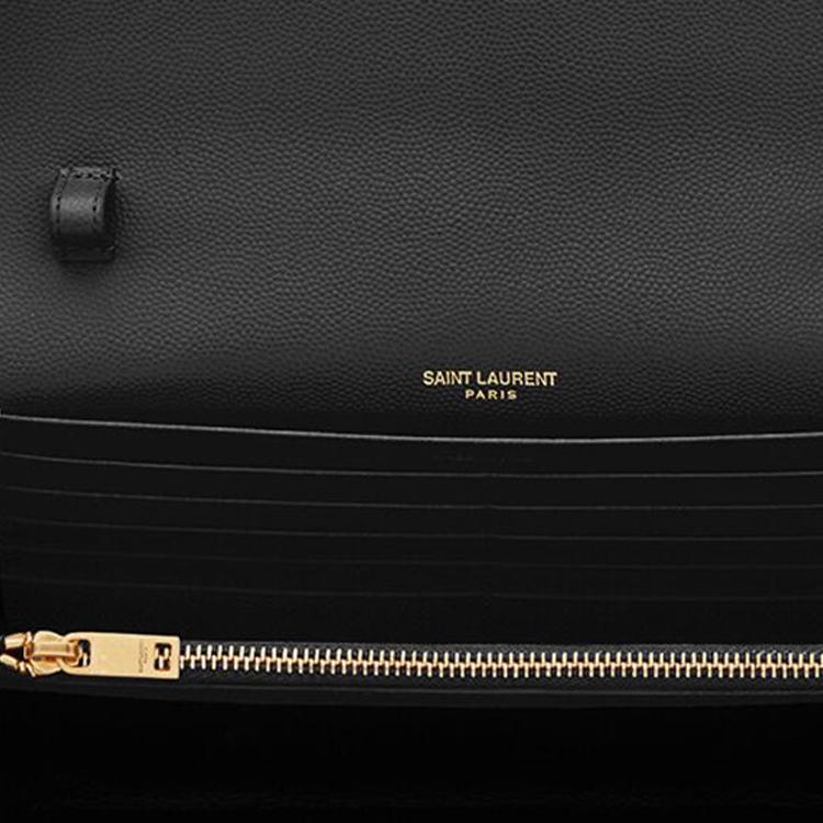 Saint Laurent Medium Matelassé Leather Wallet On Chain Nero Women Shoulder_bags Black 377828-BOW01-1000