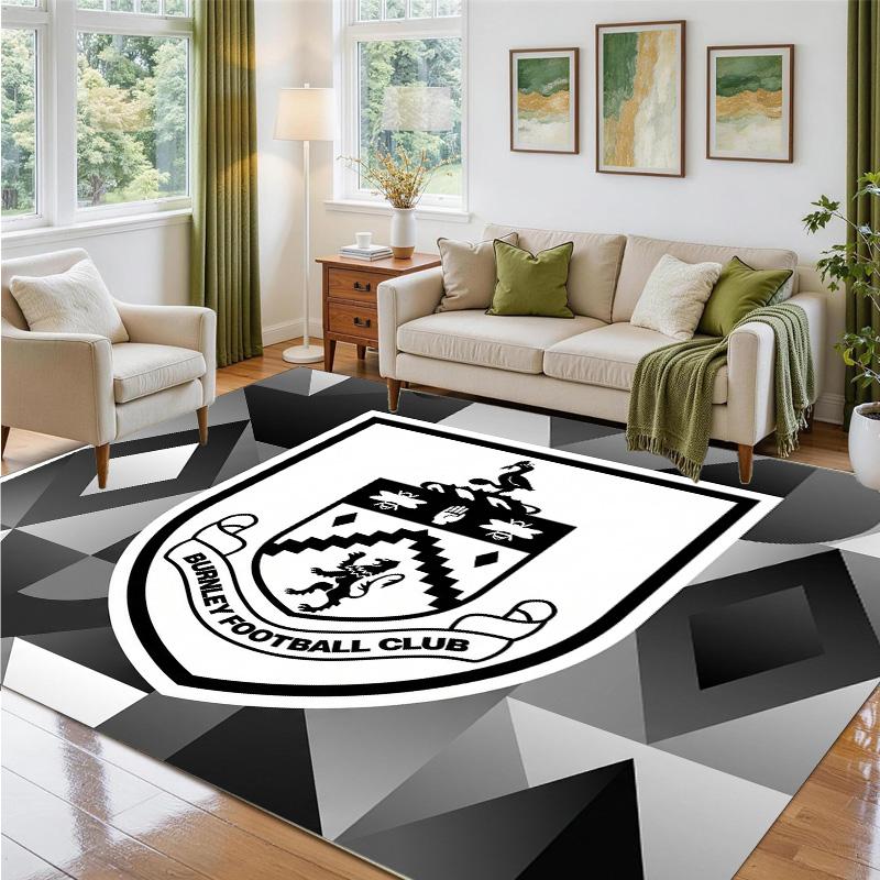 Burnley Football Design Crystal Velvet Rug Soft Decorative Mat for Bedroom Entrance