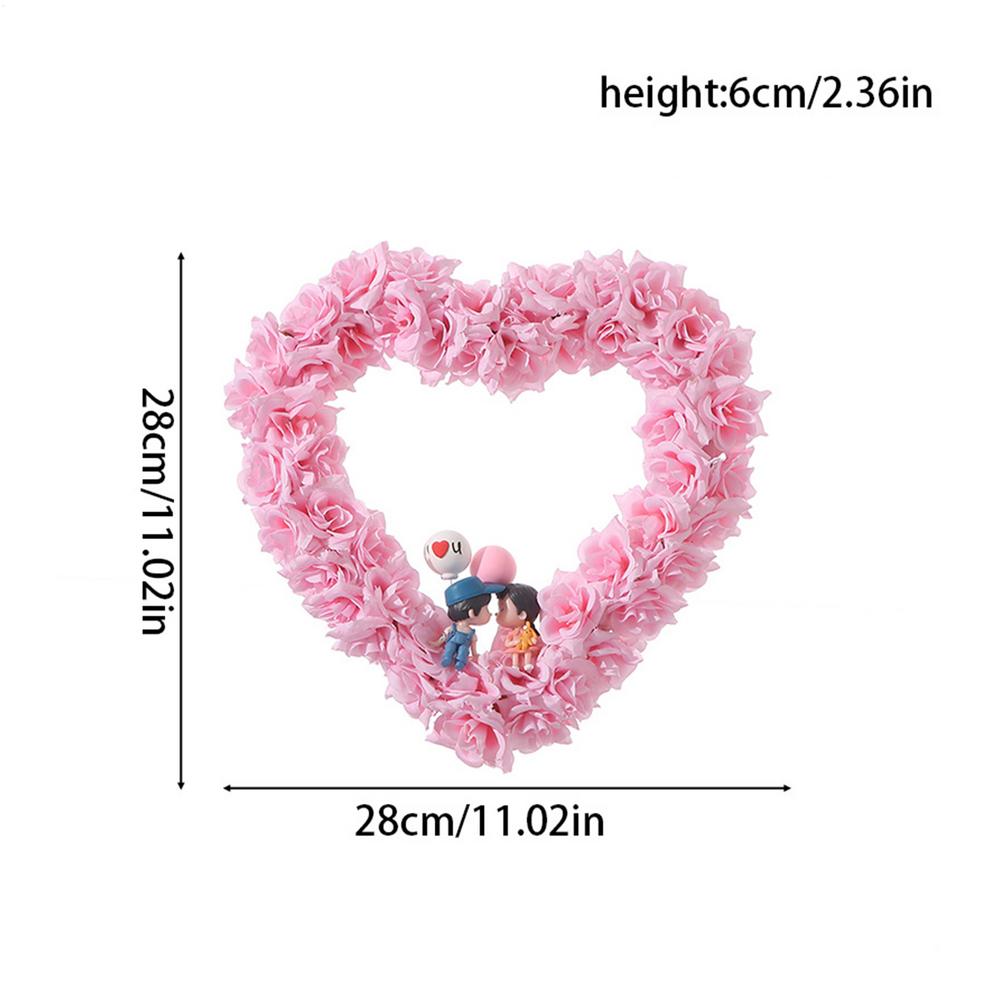 

Heart Valentines Wreath Heart Shaped Artificial Flowers Garland Romantic Flower Wreaths Versatile Flower Petal Wreaths For рожевий