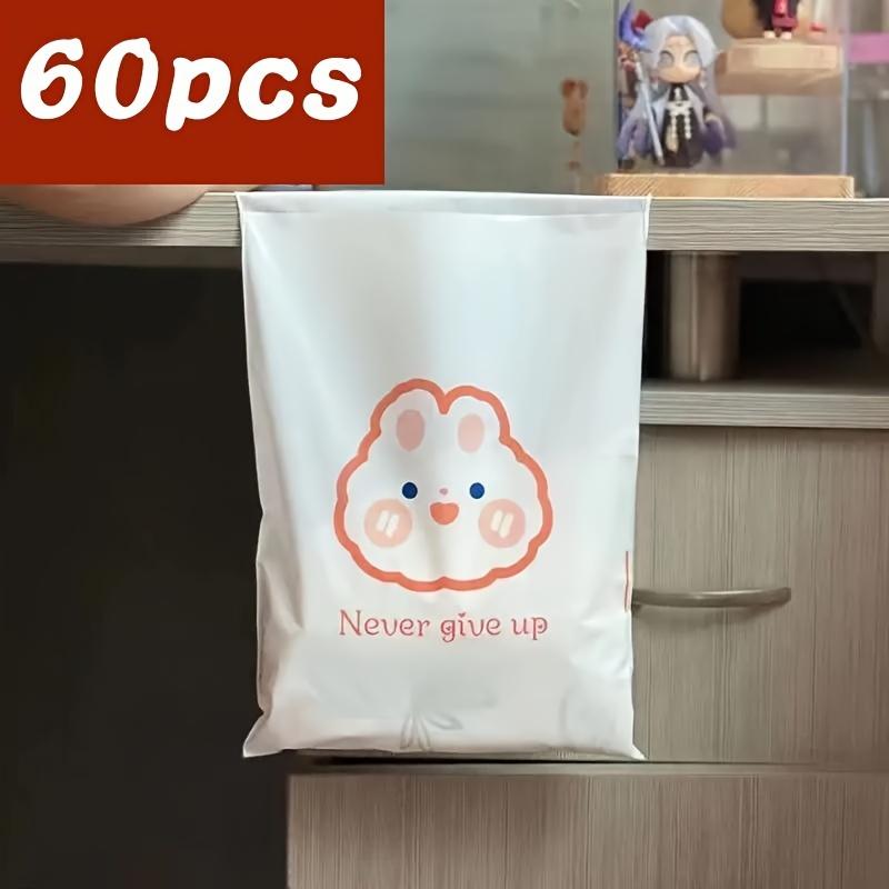 60 Pack Disposable Plastic Trash Bags with Cute Printed Designs Multipurpose Self-Adhesive Garbage Bags for Home, Office, Car, Living Room Outdoor Use
