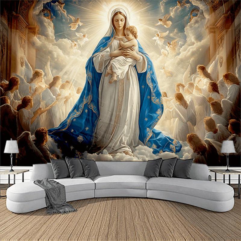 VIKAMA Angel Surrounding Holy Art Religious Tapestry Living Room Sofa Background Wall Decoration Church Prayer Room Tapestry