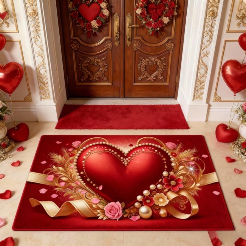 Romantic Style Bedroom Decor Red Carpet Valentine's Day Carpets for Living Room Waterproof Lounge Soft Floor Mat Anti-slip Rug
