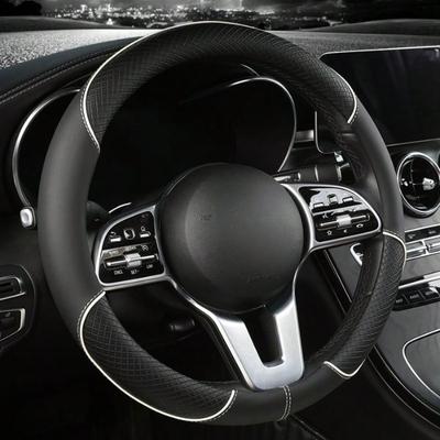 1 Stück 38cm Universal Auto Lenkradabdeckung, Automobilleder Diamantsteppung Colorblock Design Innendekor