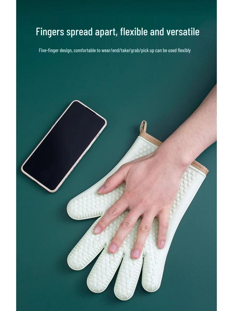 High-Temperature Resistant Silicone Oven Gloves - Non-Slip, Anti-Scald for Baking and Steaming