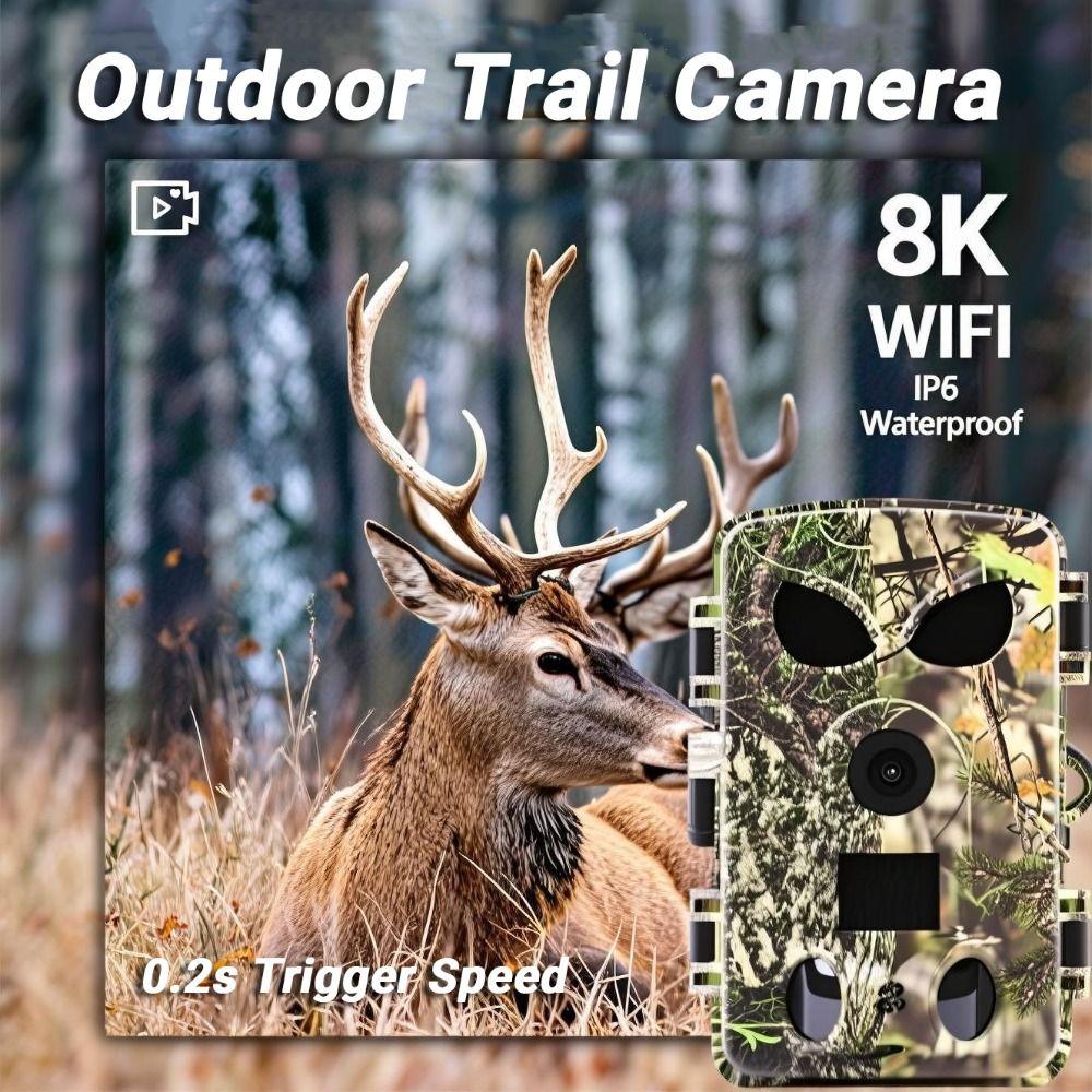 8K PR8000 Wifi Camera No Glow Night Vision 120° Motion Wildlife Photo  Orchard