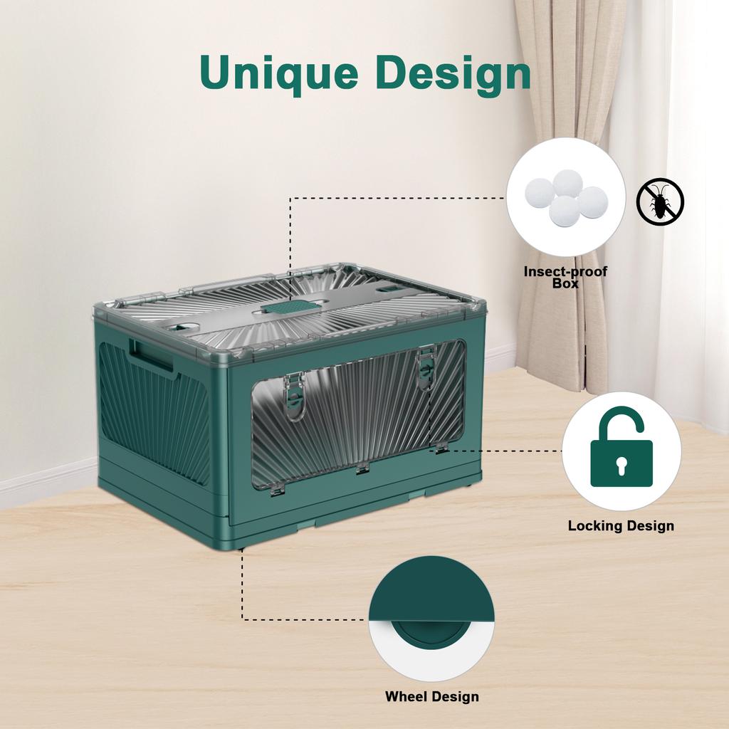 Foldable Storage Box Stackable Open Storage Box Large Storage Bins On Wheels Capacity Books Snack Toy Bin Home Organization Bins