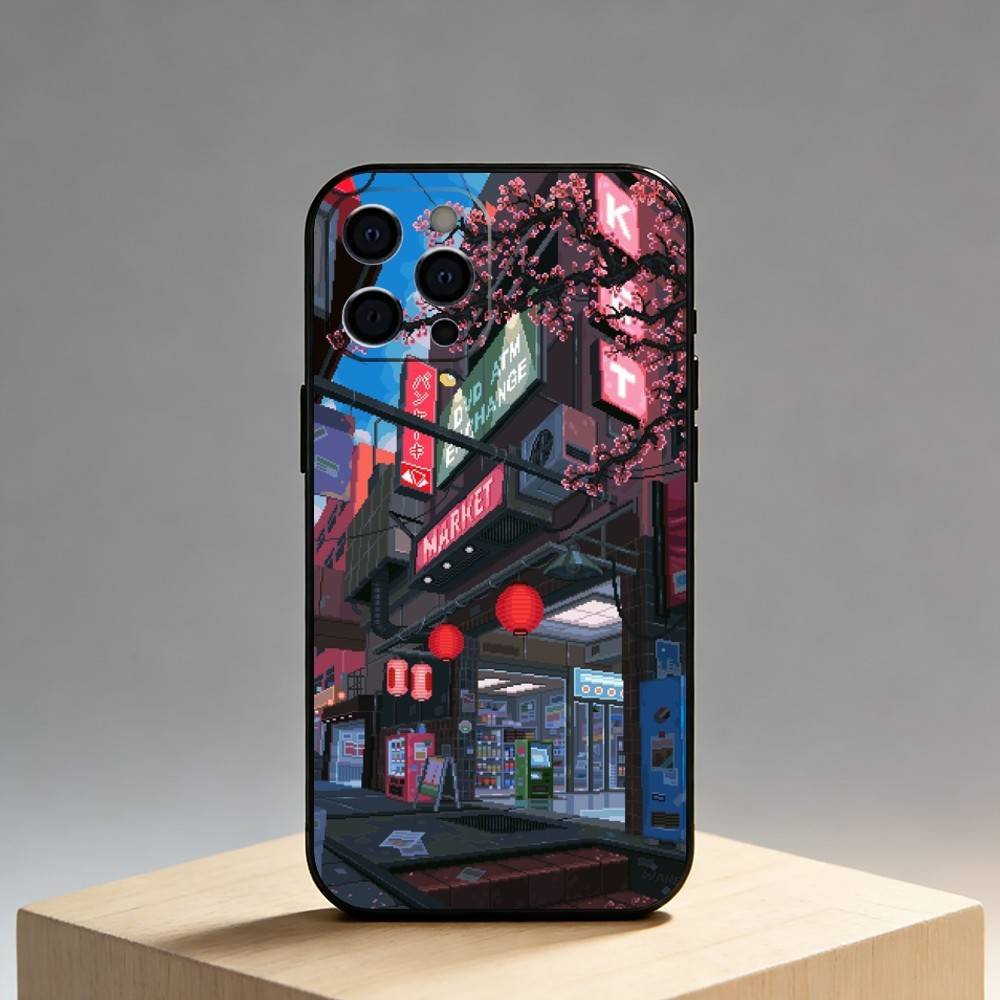 

Japan Showa Era Phone Case For iPhone17,16,15,14,13,12 Plus,Max Soft Silicone Black Cover iPhone16plus