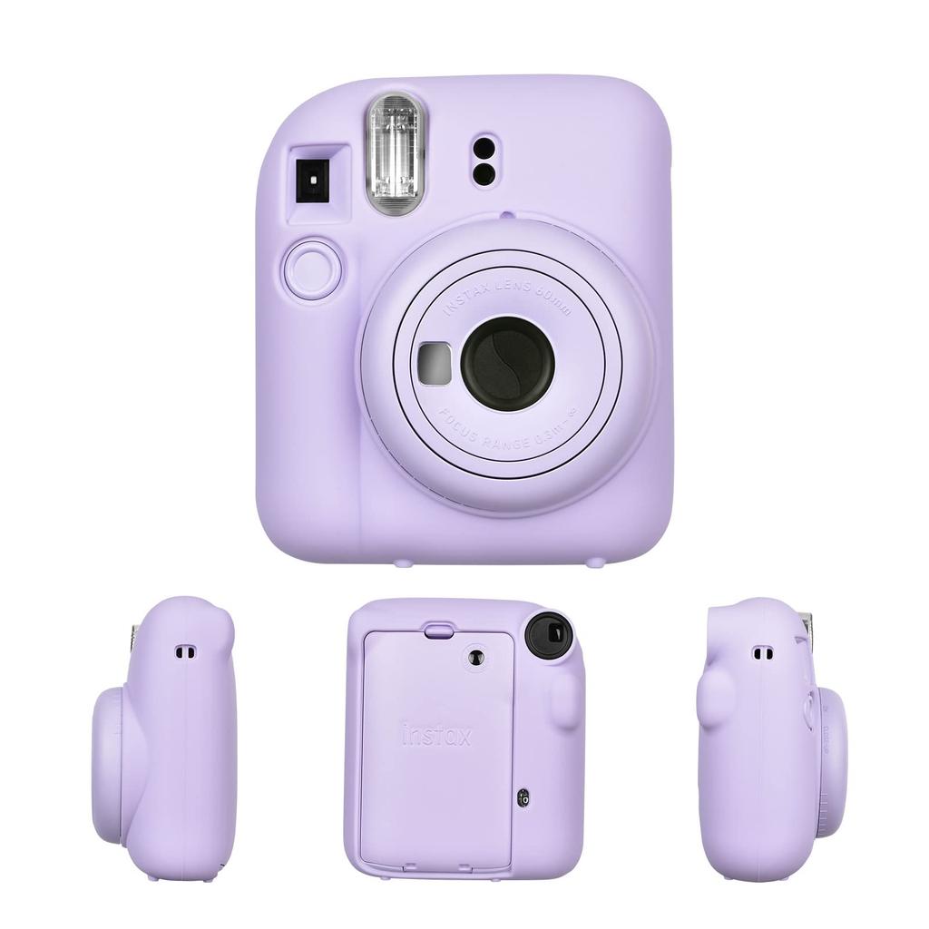 HIYQIN Fujifilm Instax Mini 12 Case, Silicone Travel Case, Shockproof, Protective Cover for Instax Mini 12 (Purple)