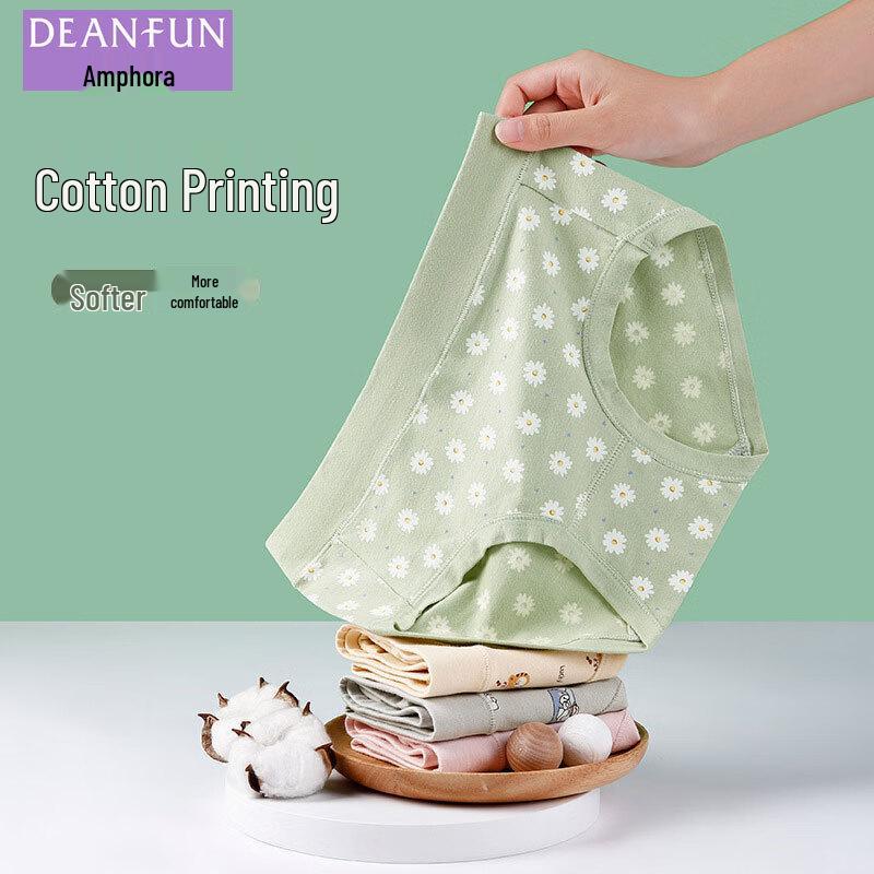 Deanfun Women's Cute Pure Cotton Printed Briefs 4-Pack