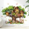 Tree House Animal Wall Sticker Self-adhesive Waterproof PVC Spring Forest Treehouse Sticker Home Office Living Room Bedroom Wall Decoration Decal