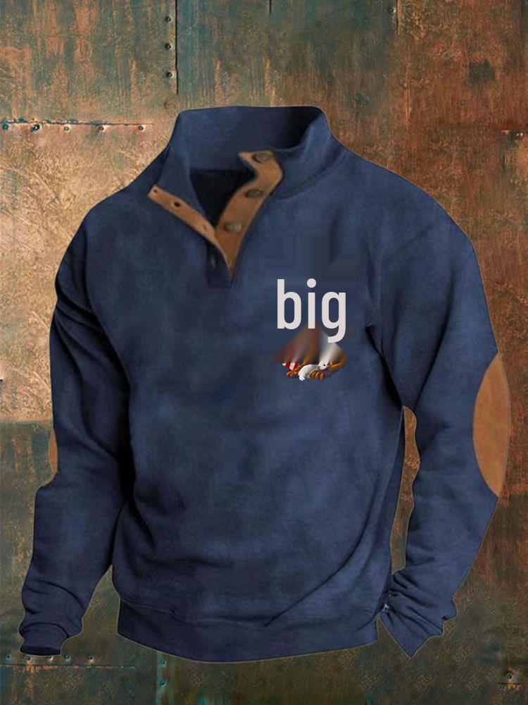 Men s 3D Print High-Collar Half-Zip Hoodie - Winter 2024 European Style 3XL