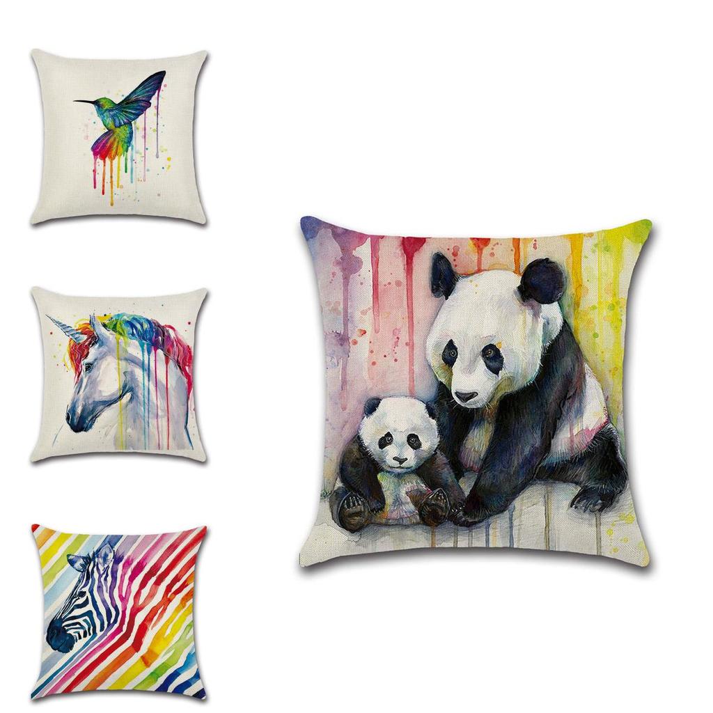 Versatile Cotton Linen Cushion Cover Featuring Cartoon Rainbow Animals For Stylish Decoration