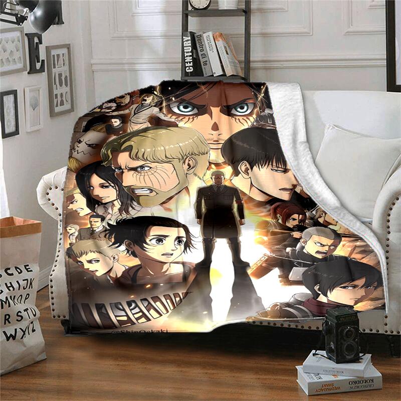 Attack on Titan Flannel Blanket Soft Warm All-Season Throw, Design for Camping, Car Travel, Hiking Sofa, Bed, Office Perfect Gift for Parties