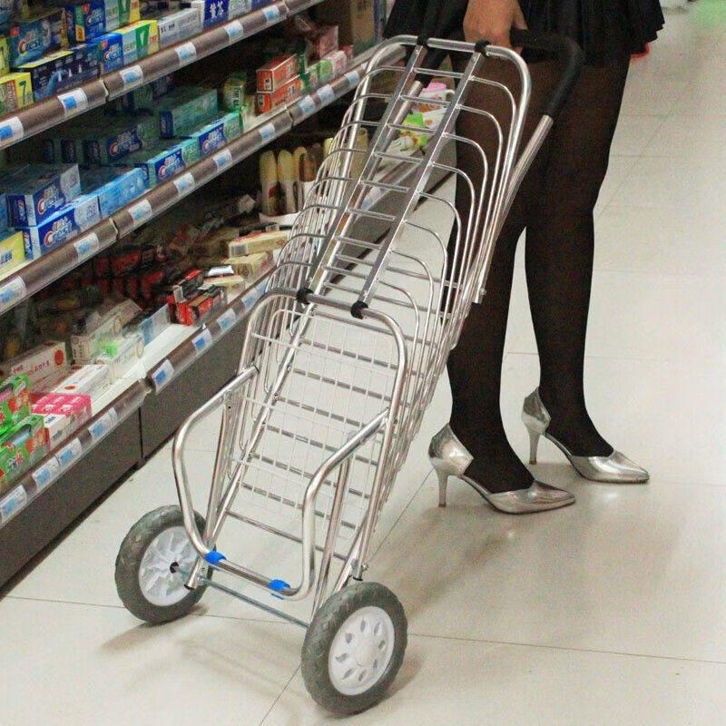 Foldable Shopping Cart with Wheels - Portable Collapsible Grocery Trolley, Heavy-Duty Fold Up Utility Wagon for Market, Laundry
