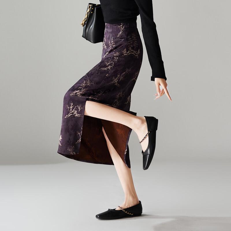 Gonna midi stampata SOFSIL elegante a vita alta con spacco