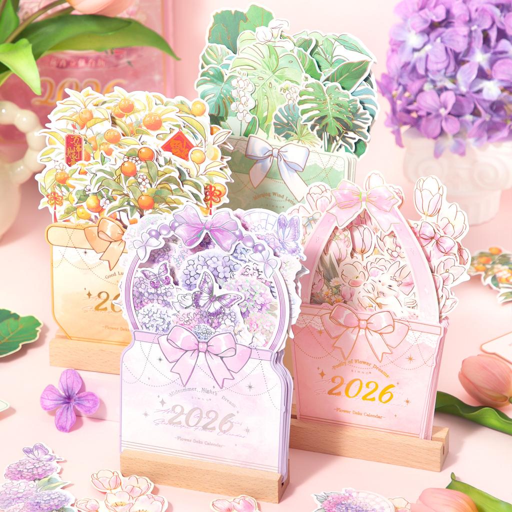 2026 Bloomy Flowers Calendar Desk Calendar Tabletop Calendar Standing Monthly Calendar Year For Home School Desktop Decorations
