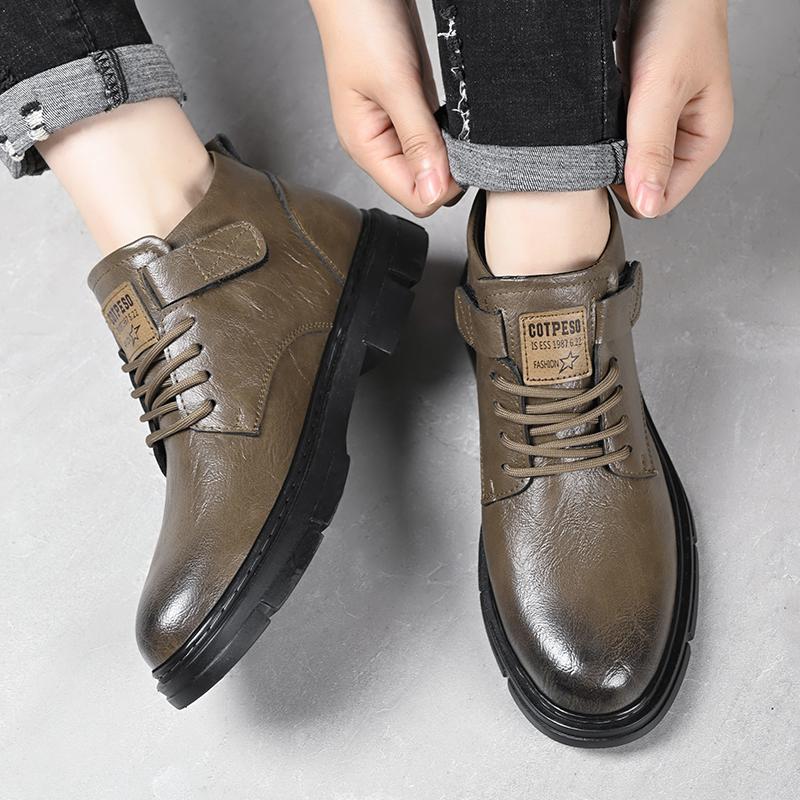 Autumn Retro Men Casual Ankle Boots Fashion Platform Shoes Business Chelsea Boots for Men Leisure Dating Party Men Leather Boots