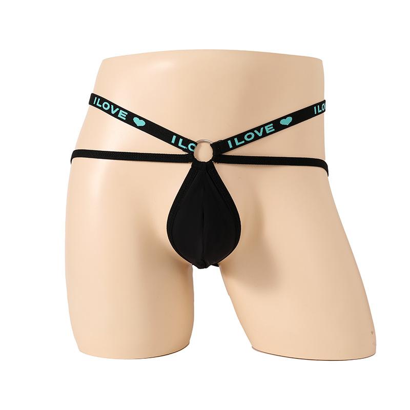 Men's sexy thongs, suspenders, elastic pockets, transparent men's T-pants, sexy boxers
