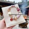 Retro Tu Shan Neunschwänziger Fuchs Armband: Rosa Lackperlen, Ascheglasierte Keramik, Goldfolienglas