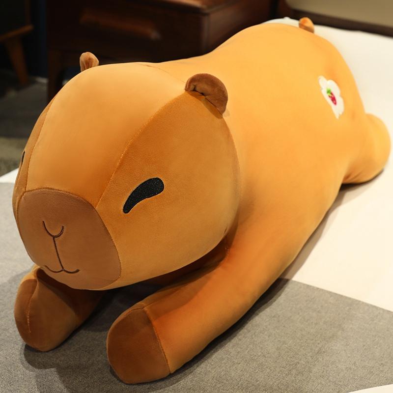 60/80cm desene animate creative de înaltă calitate ovală floare Capybara pluș păpușă pernă super moale cald îmbrățișare pentru prietena cadou de Crăciun