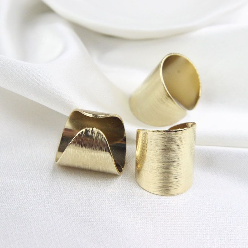 Qingdao Opening Gold Brushed Joint Exaggerated Jewelry Joint Ring Set Ring 1.4cm